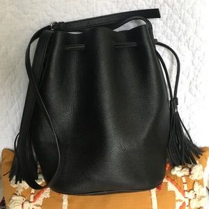 H&M Black Faux Leather Bucket Bag